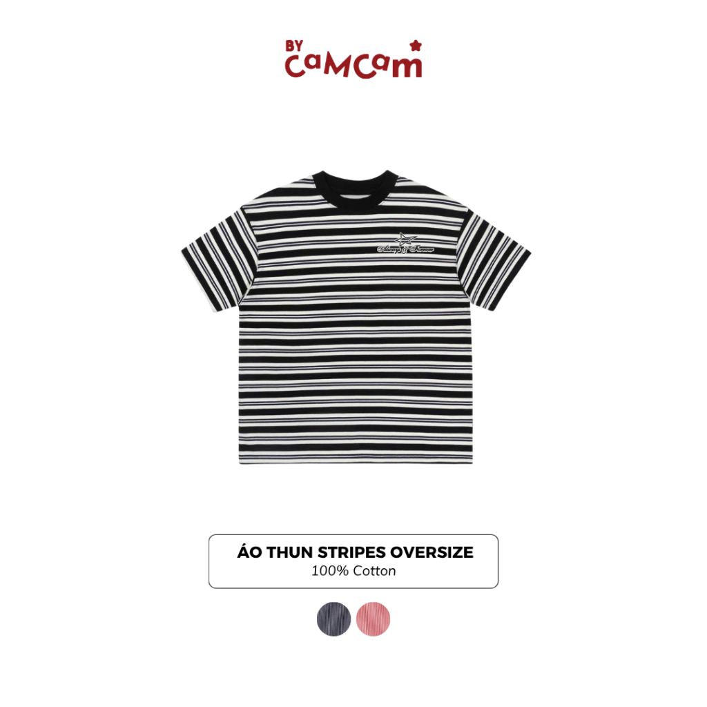 Áo Thun Kẻ 100% Cotton 𝑩𝒚𝒄𝒂𝒎𝒄𝒂𝒎 Stripes Tee Form Rộng Oversized Nam Nữ ATN301 | BigBuy360 - bigbuy360.vn