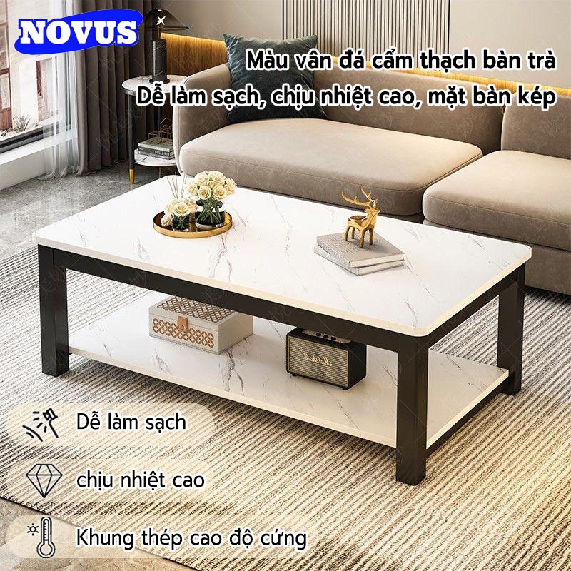 NOVUS Bàn trà đá cẩm thạch 2 tầng hiện đại, phòng khách sang trọng, chống trầy xước, dễ lau chùi