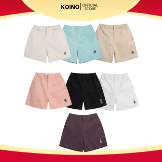 Quần short kaki thêu gấu cao cấp Koino lưng thun phong cách Hàn Quốc freesize-