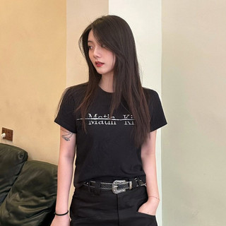 Martin Kim Hàn Quốc Mua hộ MK Cut Splice Letter Short Sleeves T-Shirt