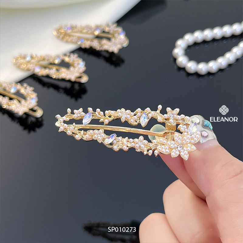 Kẹp tóc nữ Eleanor Accessories hình hoa kẹp tóc mái đính đá phụ kiện tóc 10273