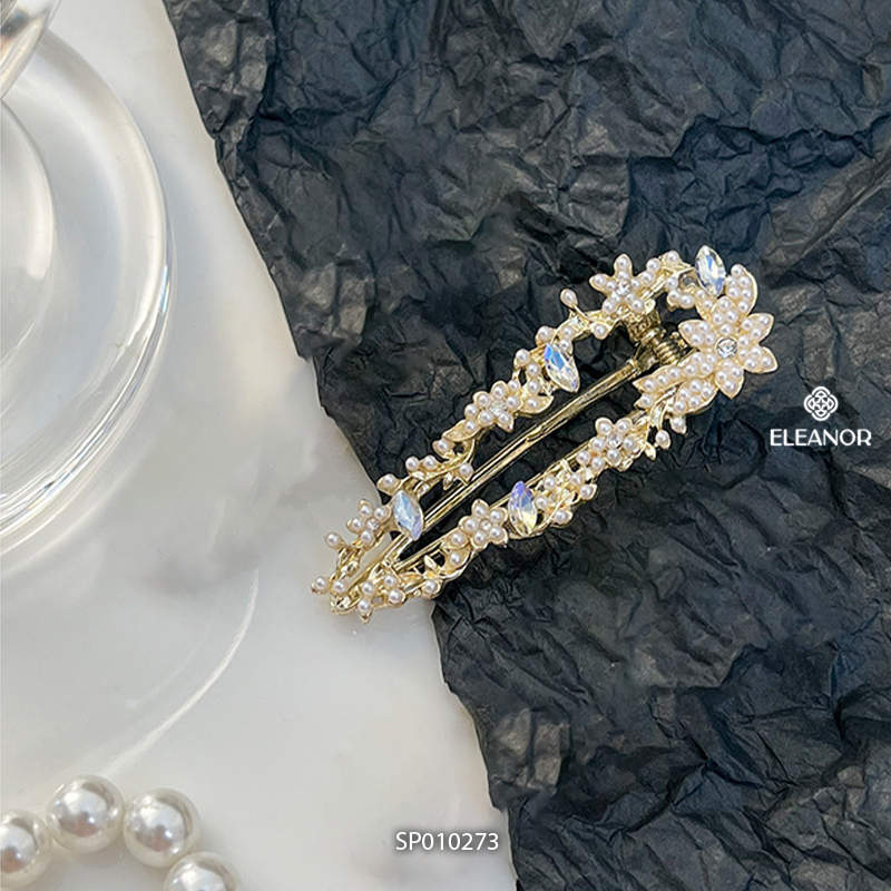 Kẹp tóc nữ Eleanor Accessories hình hoa kẹp tóc mái đính đá phụ kiện tóc 10273