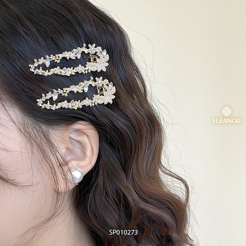Kẹp tóc nữ Eleanor Accessories hình hoa kẹp tóc mái đính đá phụ kiện tóc 10273