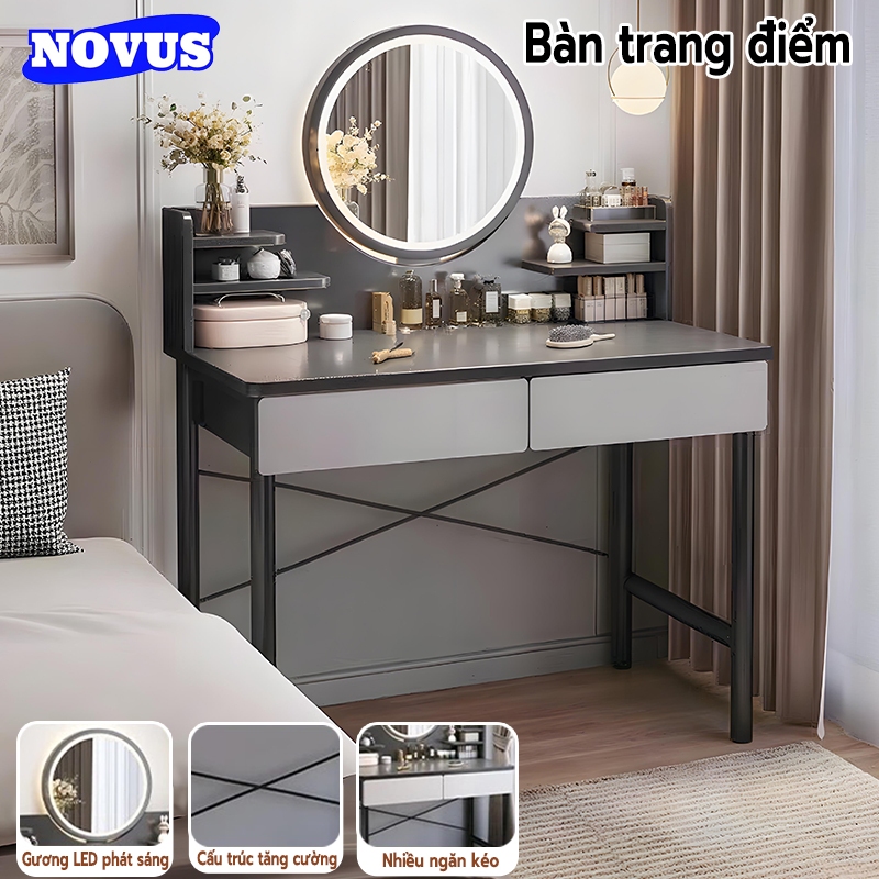 NOVUS Bàn Trang Điểm Gương LED Hiện Đại - Thiết Kế Bắc Âu Sang Trọng - Giao Hàng Nhanh 48H - Đa Dạng Mẫu Mã