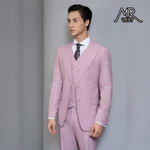 Bộ Suit nam thiết kế hồng caro ve nhọn một hàng khuy MRV463 — ảnh 5