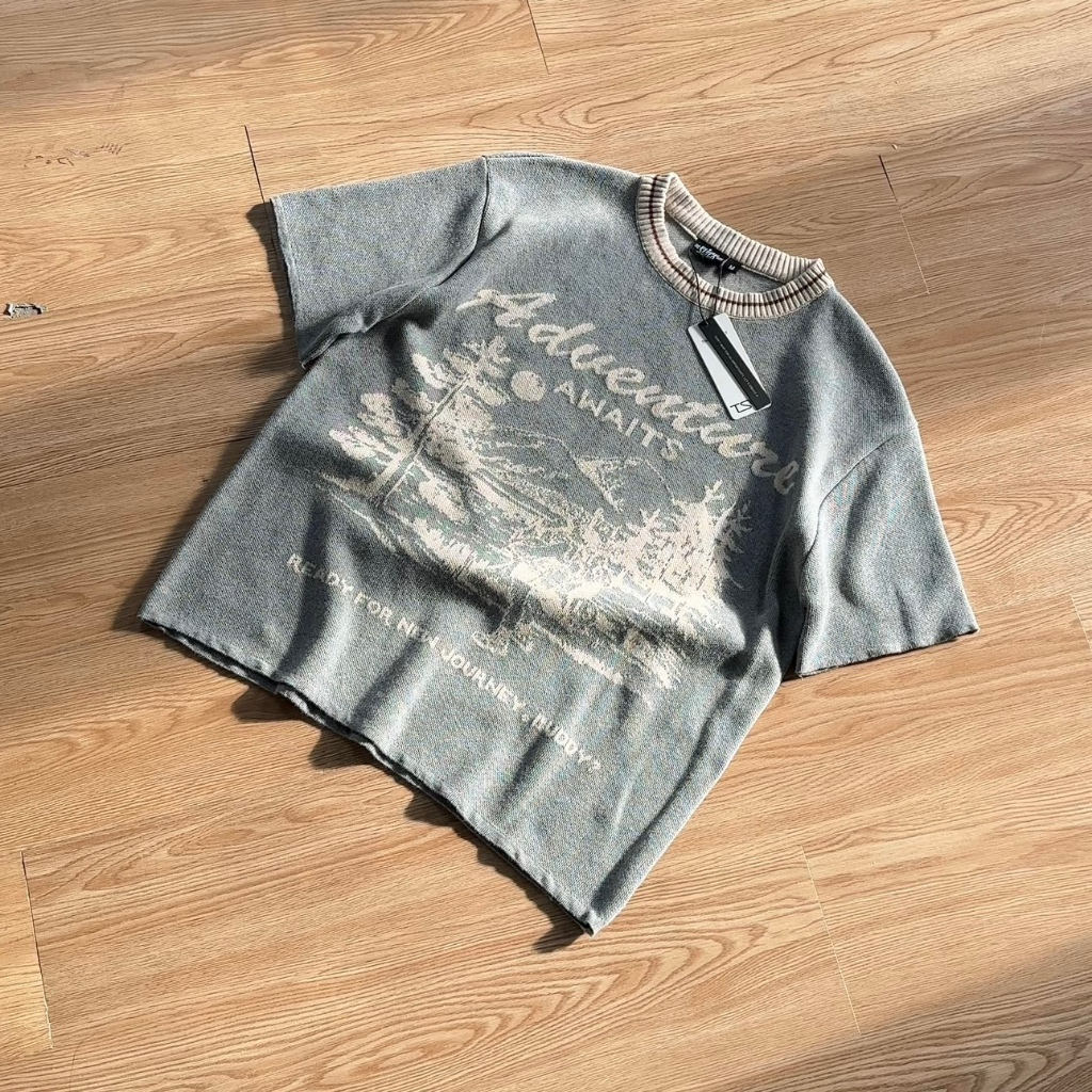 SLICK "ADVENTURE" KNIT LINEN COTTON T-SHIRT FORM BOXY BY THE SLICK WAY UNISEX