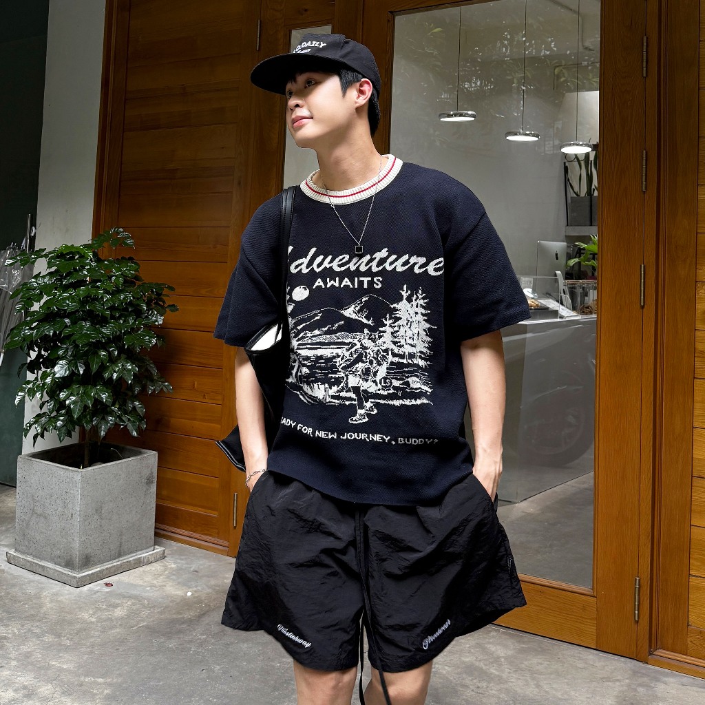 SLICK "ADVENTURE" KNIT LINEN COTTON T-SHIRT FORM BOXY BY THE SLICK WAY UNISEX