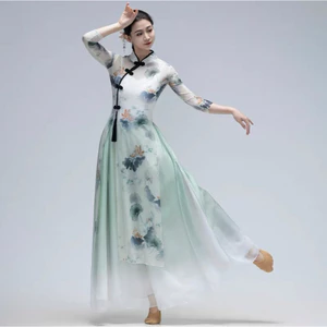 Trang phục khiêu vũ cổ điển phong cách mới, sườn xám thanh lịch, trang phục biểu diễn