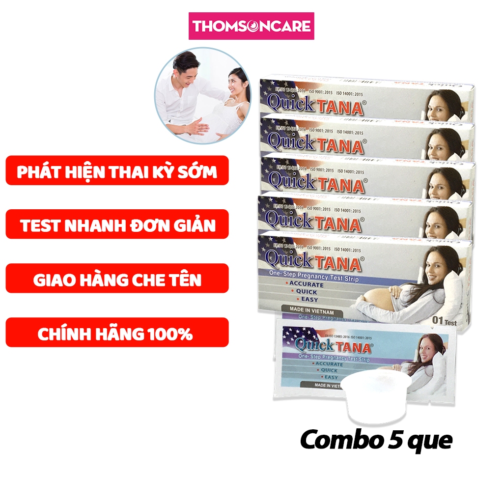 Combo 5 Que thử thai QUICKTANA - Luôn che tên sản phẩm khi giao hàng - test thai sớm, nhanh Quick Tana