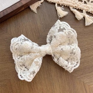 IK Kẹp Ren Trắng Tiểu Thư Kẹp Cá Mập, Kẹp Mỏ Vịt Nơ Ren K345