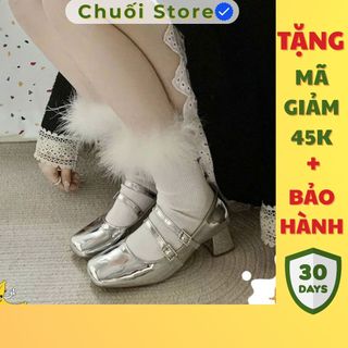 Giày cao gót nữ da PU tổng hợp dệt vải đế cao su phong cách cổ điển tiểu thư tinh tế nhẹ nhàng