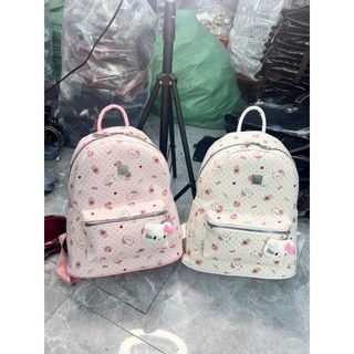 (Tặng bông)Balo vải hello kitty dễ thương, đi học, đi chơi, phong cách hàn quốc, chống thấm nhẹ, size 40 đựng vừa a4