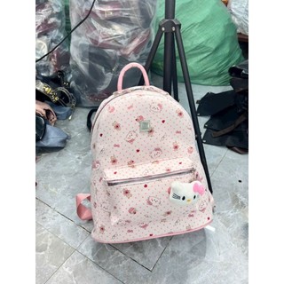 (Tặng bông)Balo vải hello kitty dễ thương, đi học, đi chơi, phong cách hàn quốc, chống thấm nhẹ, size 40 đựng vừa a4