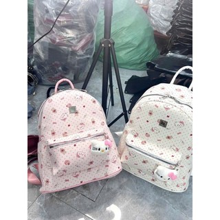 (Tặng bông)Balo vải hello kitty dễ thương, đi học, đi chơi, phong cách hàn quốc, chống thấm nhẹ, size 40 đựng vừa a4