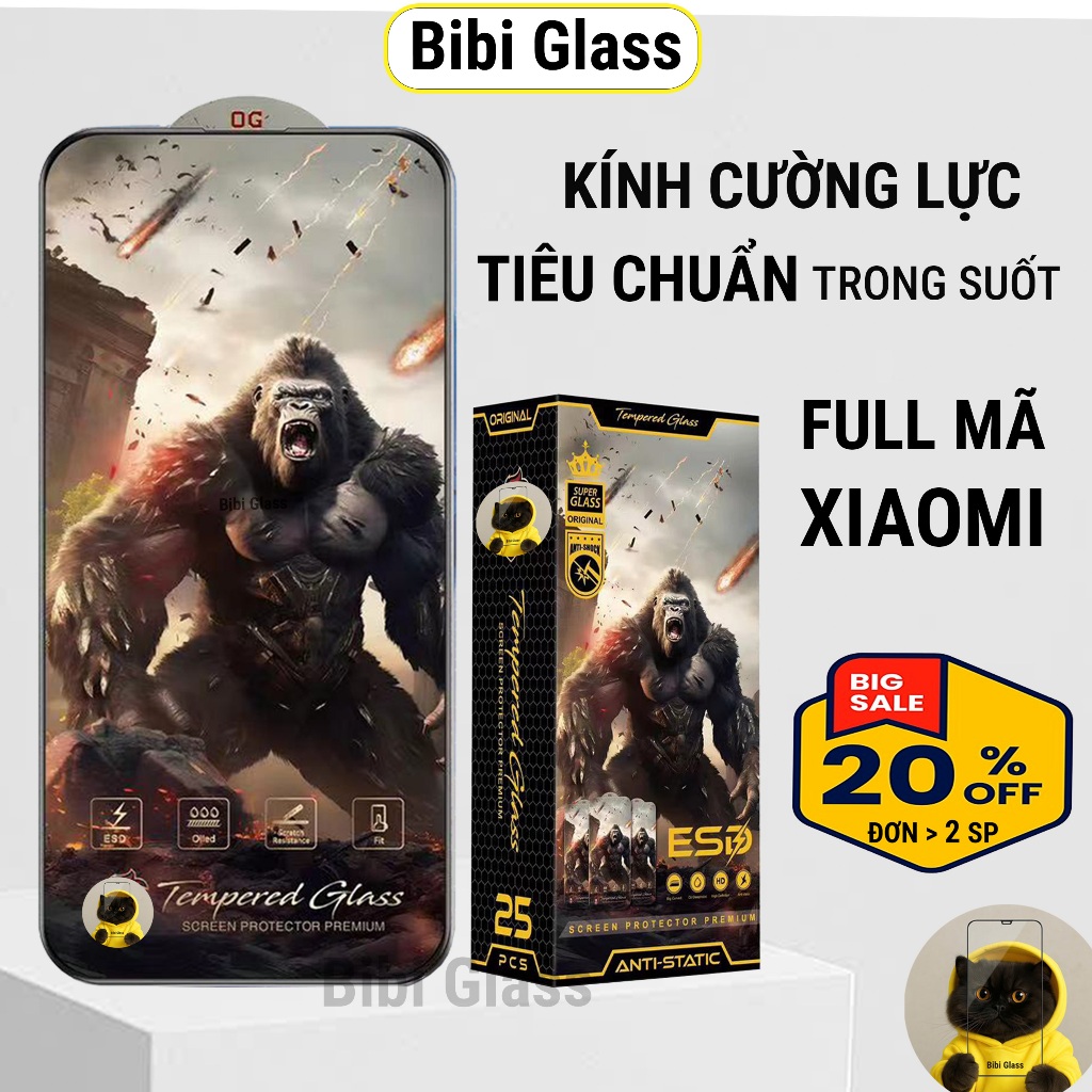 Kính cường lực Xiaomi Redmi A5 13C 12C K20 K30 K40 Note 7 7S 8 8S 9 9S 10 10S 11 11S 11T 12 13 Pro 4G 5G 12 9a 9c 10c 9t