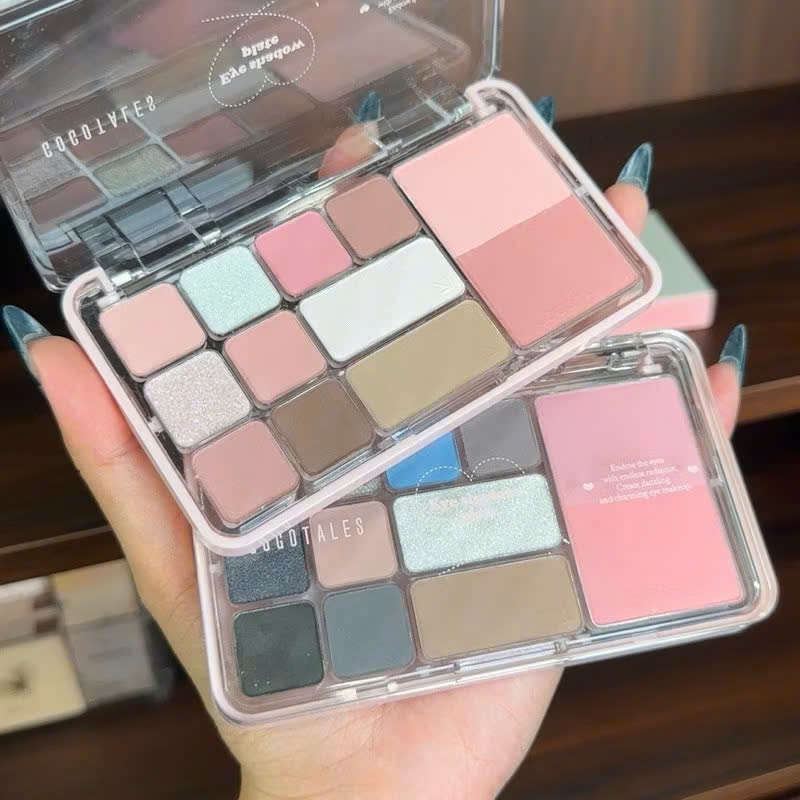 Bảng phấn mắt GOGO TALES 12 ô phấn mắt má kèm tạo khối 4in1 14.6g | NHÍM HOUSE