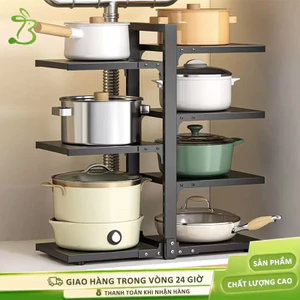 Kệ Giá Để Xoong Nồi Chảo 2-3-4-5-7 Tầng Có Thể Điều Chỉnh Chất Liệu Thép Cacbon Dày Khả năng chịu lực cao, khó biến dạn