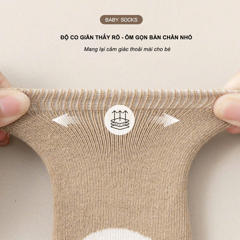 [COMBO 5 ĐÔI] Tất vớ cho bé họa tiết dễ thương có dế chống trơn trượt - Ekiu Shop