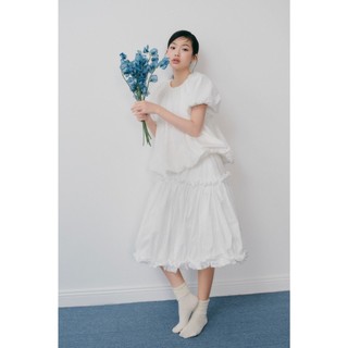 Áo bí babydoll OLV tay phồng dáng rộng dễ thương Cotton Puff Short Sleeve Top phù hợp đi chơi