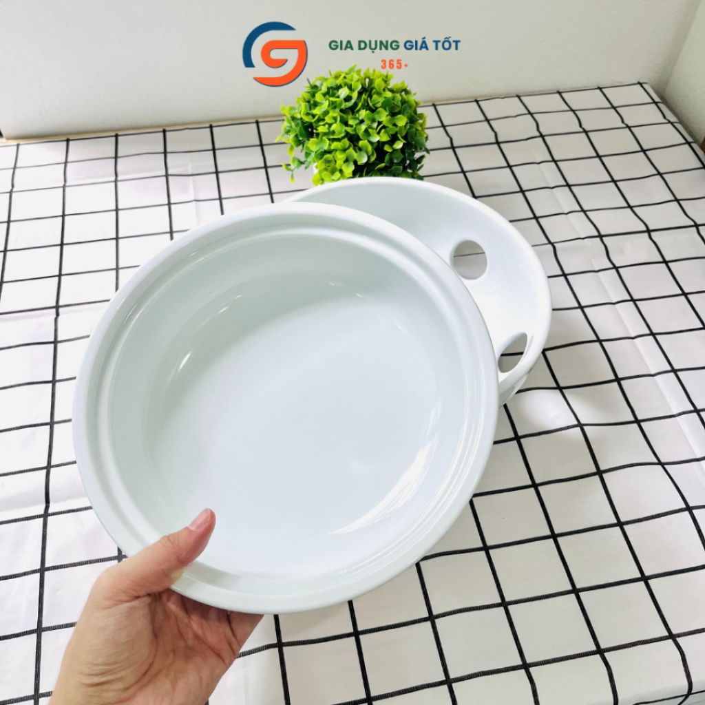Bát nến hâm nóng thức ăn 24cm LOHACO - bát sứ trắng cao cấp giữ nhiệt lâu, hâm nóng lẩu, súp, món ăn