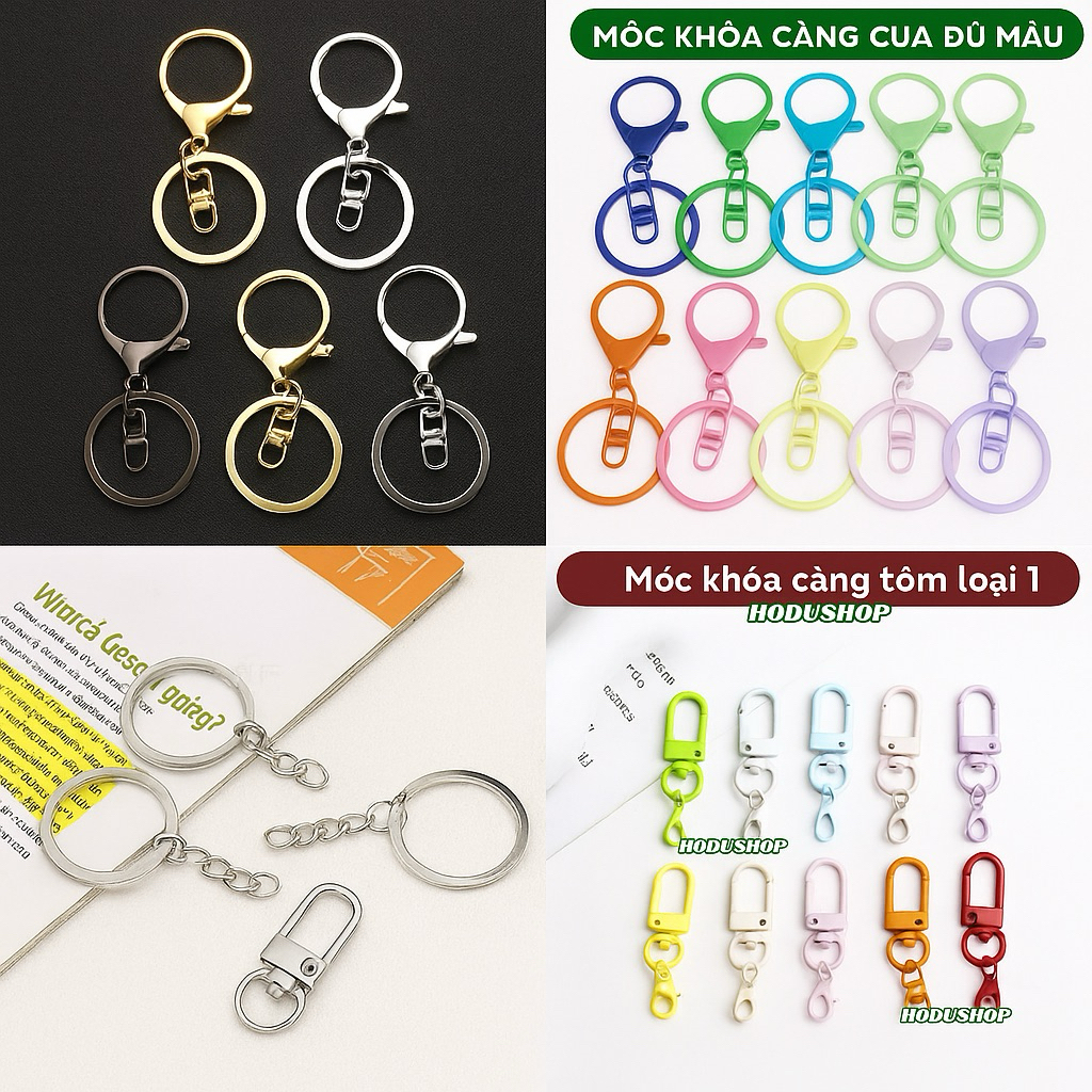 (Set 3 cái) Khoen móc khóa, khóa càng cua, càng tôm, khoen bóp đủ loại- HODUSHOP phụ kiện handmade