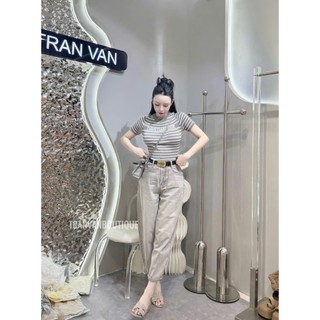 Quần Jean Nữ Baggy Miumiu Kèm Belt Cạp Cao QCCC Cao Cấp