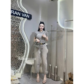 Quần Jean Nữ Baggy Miumiu Kèm Belt Cạp Cao QCCC Cao Cấp