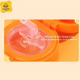 Bình Giữ Nhiệt G.DUCK Kids 450ml Có Ống Hút & Túi Đeo Silicon – Chống Tràn, Giữ Nhiệt Lâu, Tiện Dụng