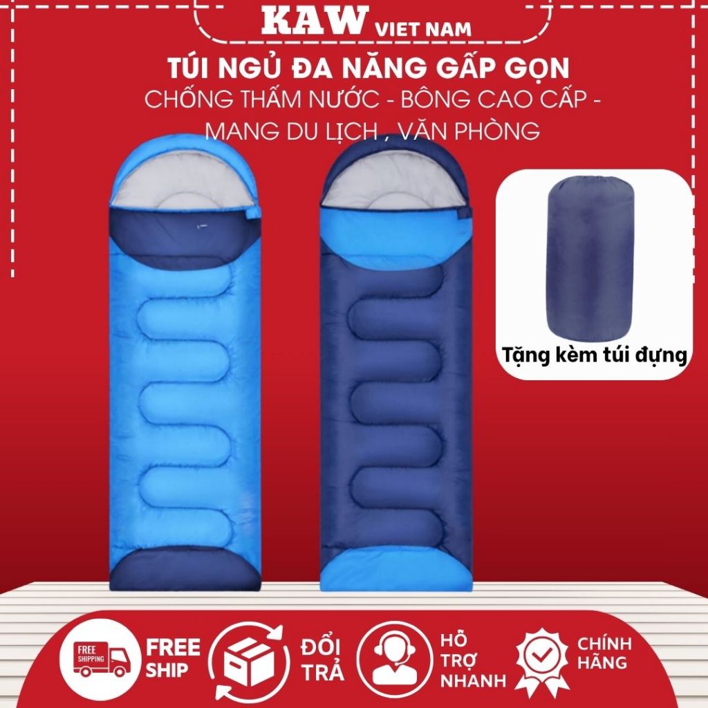 Túi Ngủ Gấp Gọn Cao Cấp KAW Loại 1.3KG Chất Lượng Tốt, Phù Hợp Văn Phòng, Du Lịch, Đi Phượt