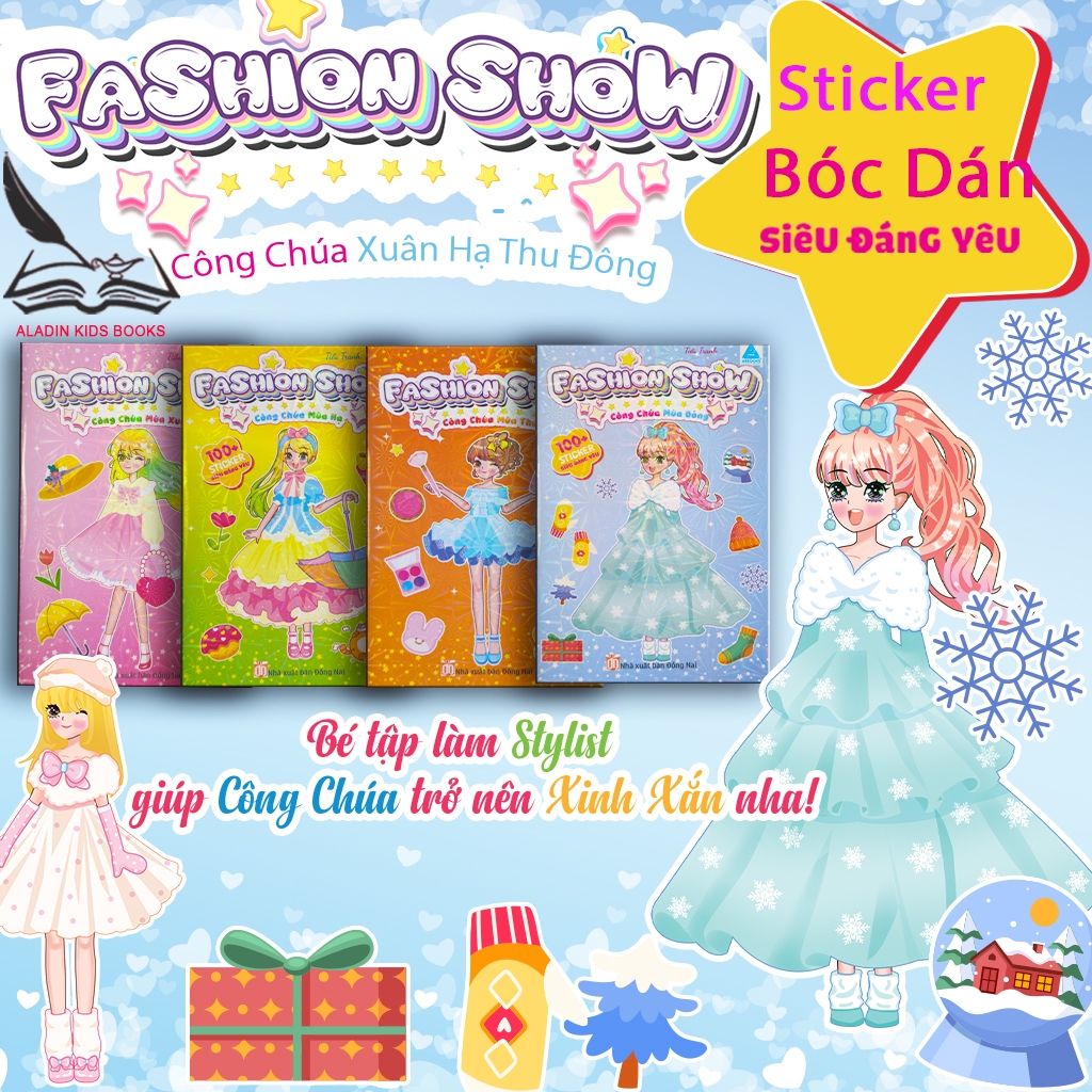 Sách- Sticker Bóc Dán Sáng Tạo Thời Trang Công Chúa Xuân Hạ Thu Đông