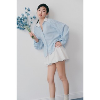 Áo sơ mi OLV kẻ sọc tay dài phồng trẻ trung năng động Alula nhiều màu phù hợp đi làm đi chơi OLV