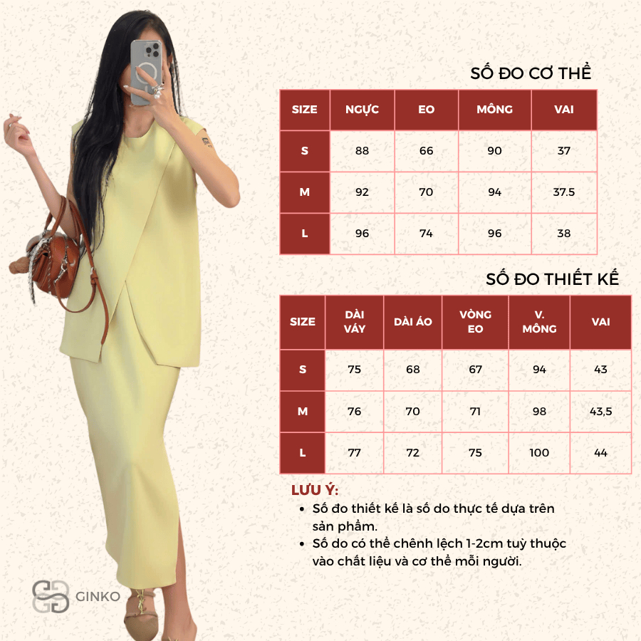 Set 2 Chi Tiết Áo Váy Thiết Kế Độc Lạ Cá Tính Đi Làm Đi Chơi Áo Vạt Chéo, Chân Váy GINKO CLOTHING