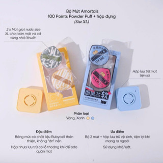 Bông Mút Trang Điểm Amortals Siêu Mềm Dễ Tán Kem Nền Kèm Hộp Đựng (2 Cái/set)