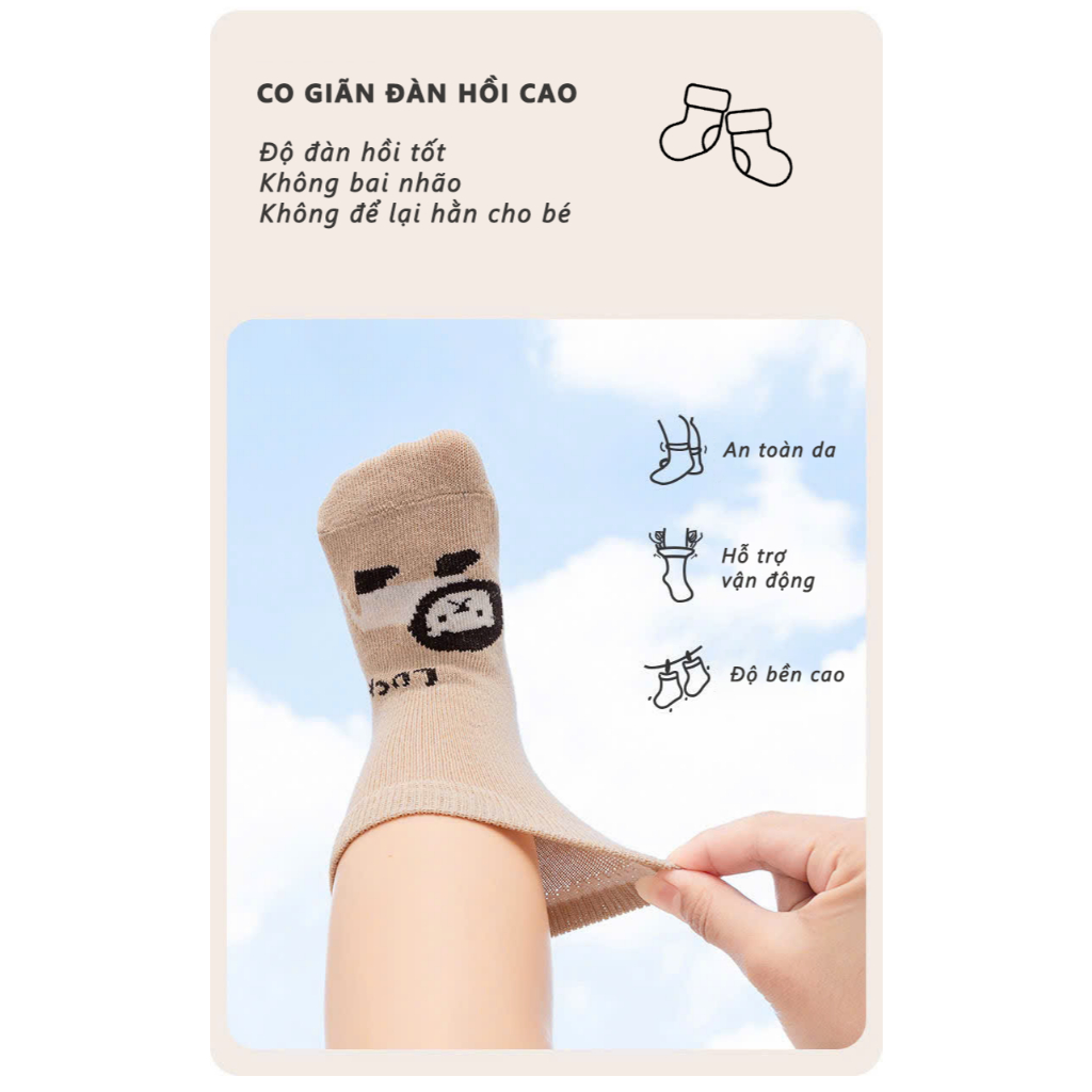 [COMBO 5 ĐÔI] vớ cotton mềm mại có lớp silicon chống trơn trượt cho bé 0-2 tuổi -  Ekiu Shop