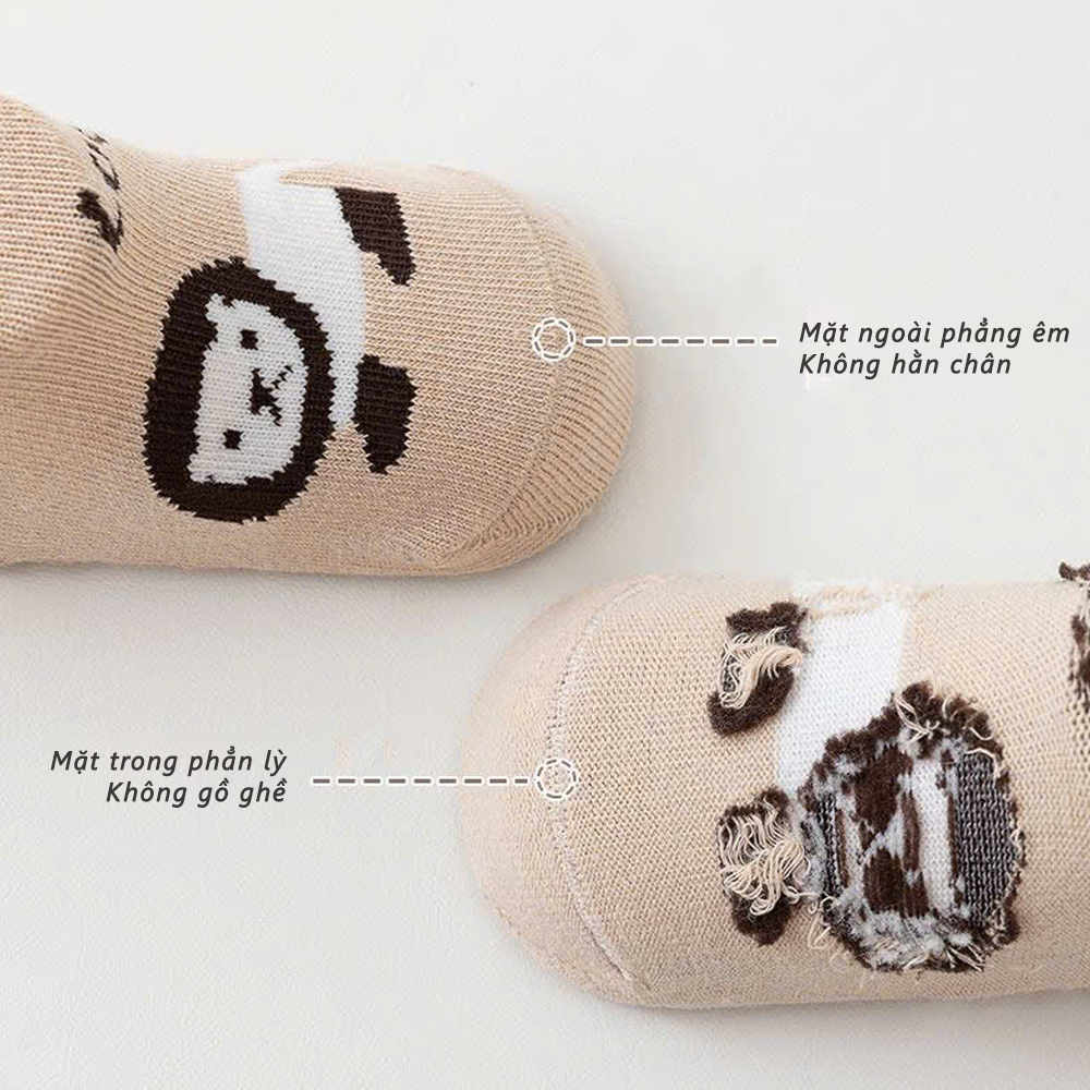 [COMBO 5 ĐÔI] vớ cotton mềm mại có lớp silicon chống trơn trượt cho bé 0-2 tuổi -  Ekiu Shop
