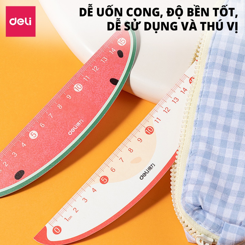 Thước kẻ Trái Cây Deli Thước Kẻ 15cm Siêu Bền Tỷ Lệ Đo Chính Xác Nhỏ Gọn Dụng Cụ Học Tập Đáp Ứng Nhiều Nhu Cầu Sử Dụng