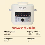 [Chính Hãng] Nồi Áp Suất Điện Đa Năng VENKO – Dung Tích 4L, Công Suất 1300W – Nấu Cơm, Hầm Xương, Nấu Cháo — ảnh 5