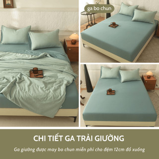Bộ chăn ga gối Đũi Bergen M2T BEDDING mềm mịn mát đủ kích thước m6/m8/2m2