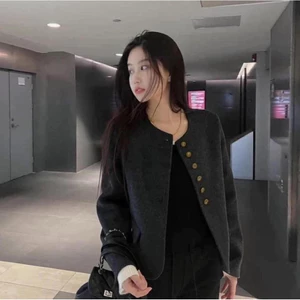 ÁO KHOÁC hương thơm nhỏ hai mặt tweed khí chất cao cấp mùa xuân và mùa thu phiên bản Hàn Quốc