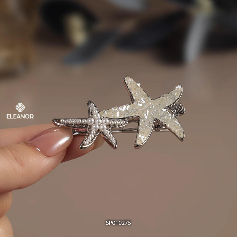Kẹp tóc nữ Eleanor Accessories hình sao biển vỏ sò ngọc trai nhân tạo phụ kiện tóc mái 10275