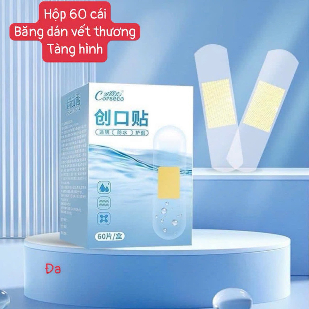 Hộp 60 băng dán vết thương tàng hình băng gâu chống nước