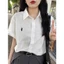 Áo sơ mi cộc tay thêu loggo ngựa siêu nét rễ phối đồ mặc đi học đi chơi -Áo sưo mi cộc tay nam nữ fresize 38-65kg