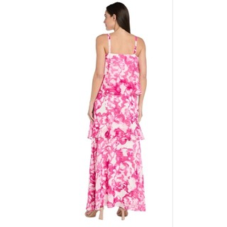 Đầm maxi hai dây chiffon hoa hồng vnxk dư R&M RICHARDS