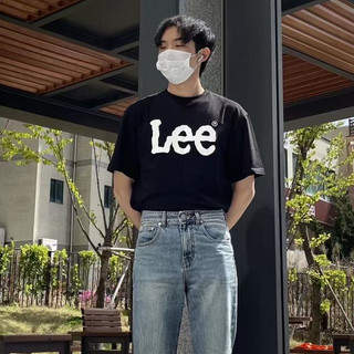 Hàn Quốc Lee ngắn tay áo cổ điển logo lỏng lẻo vòng cổ cotton ngắn tay áo T-shirt ngắn nam và nữ đồng thời áo giản dị ng