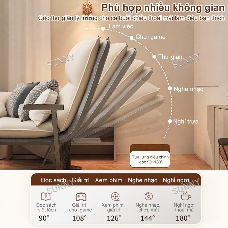 SUNNY Ghế Sofa Điều Chỉnh Tựa Lưng Nhiều Cấp Giường Sofa Lười Gấp Gọn Đa Năng Cho Căn Hộ Nhỏ
