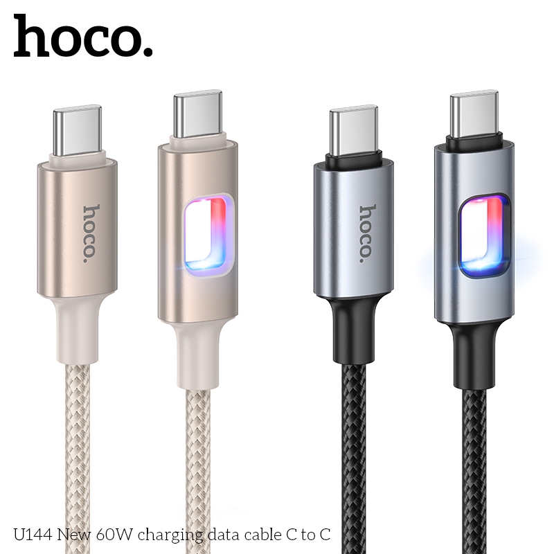 Cáp sạc nhanh PD60W có đèn LED Hoco U144 dây sạc Type C sang Type C ...