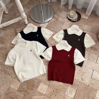 VMY Studio - Áo polo thêu ngựa cộc tay nữ, áo mông pha tay thêu công sở basic nữ