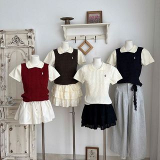 VMY Studio - Áo polo thêu ngựa cộc tay nữ, áo mông pha tay thêu công sở basic nữ