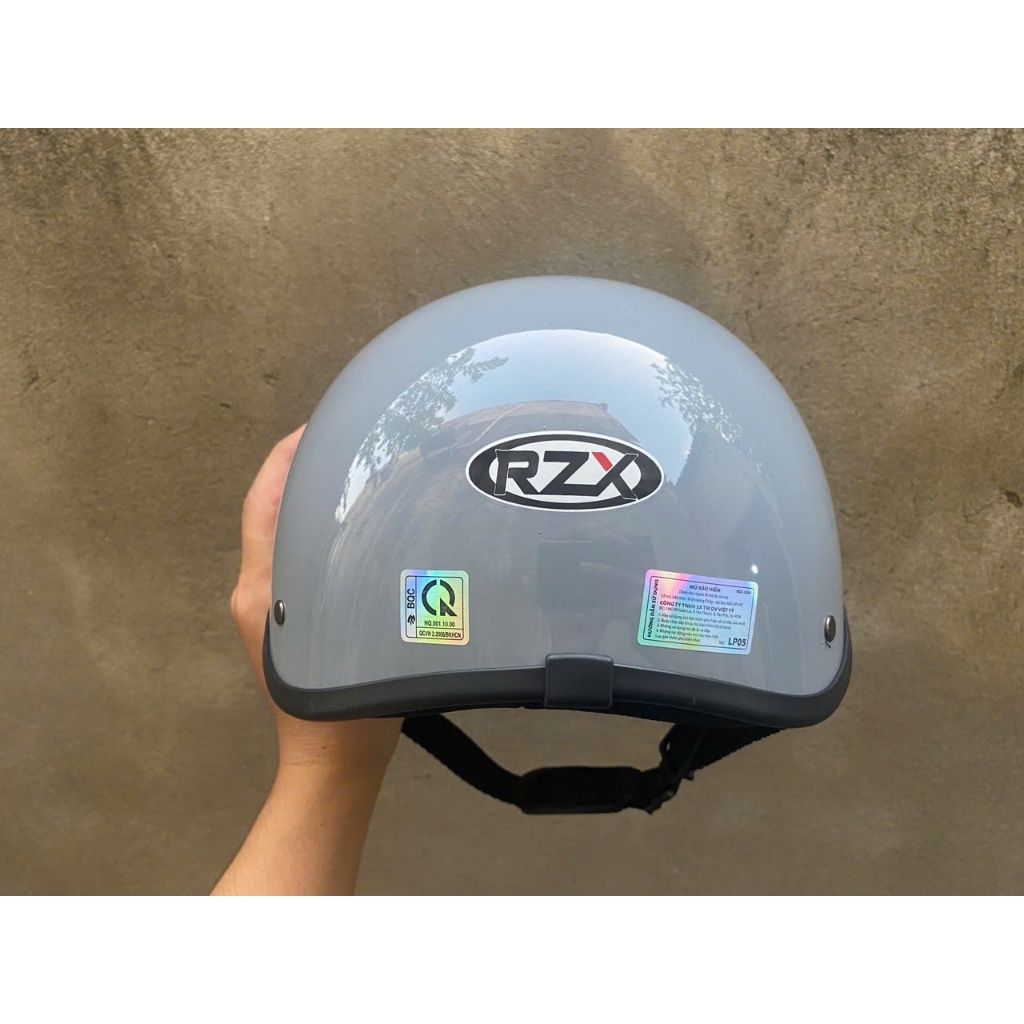 [ MÀU XÁM BÓNG] Mũ bảo hiểm nửa đầu có kính RZX an toàn, thời trang, nhiều màu cá tính, Freesize (vòng đầu 52-60cm)