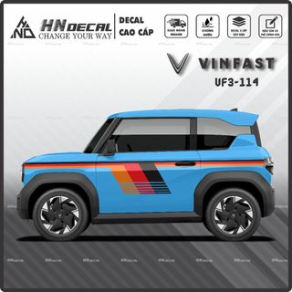 Tem dán xe VF3 - Decal dán xe VF3 thể thao nhiều màu sắc lựa chọn. 1 bộ dán 2 bên ( mẫu VF3 - 114 )